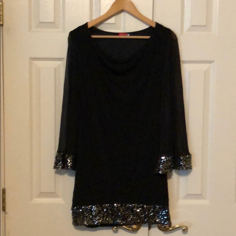 Dressy black and silver sequin dress